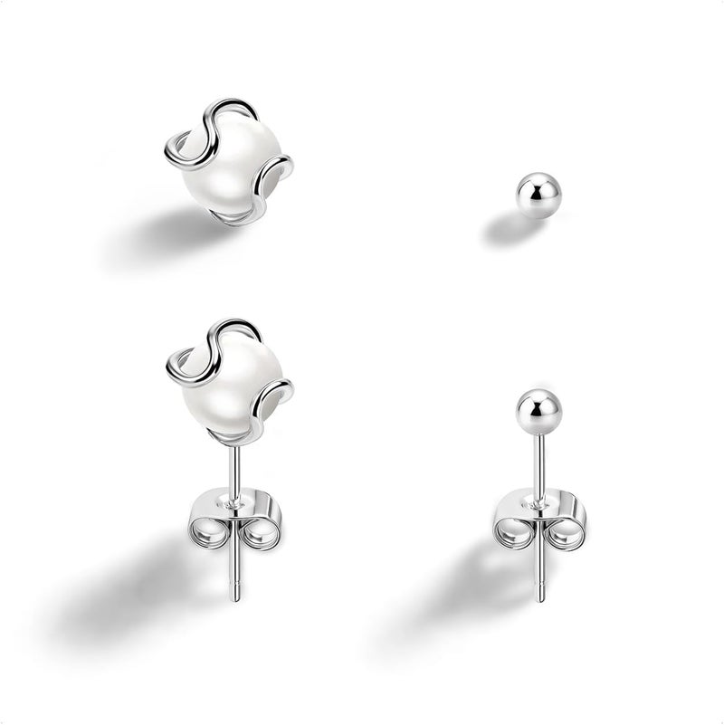 IMBOS Pearl Earrings 14k Gold Plated Daisy Flower Stud Earrings for Women Ball Stud Flat Back Earring Hypoallergenic Statement Earring Trendy Jewelry Gift for Women - Image 1
